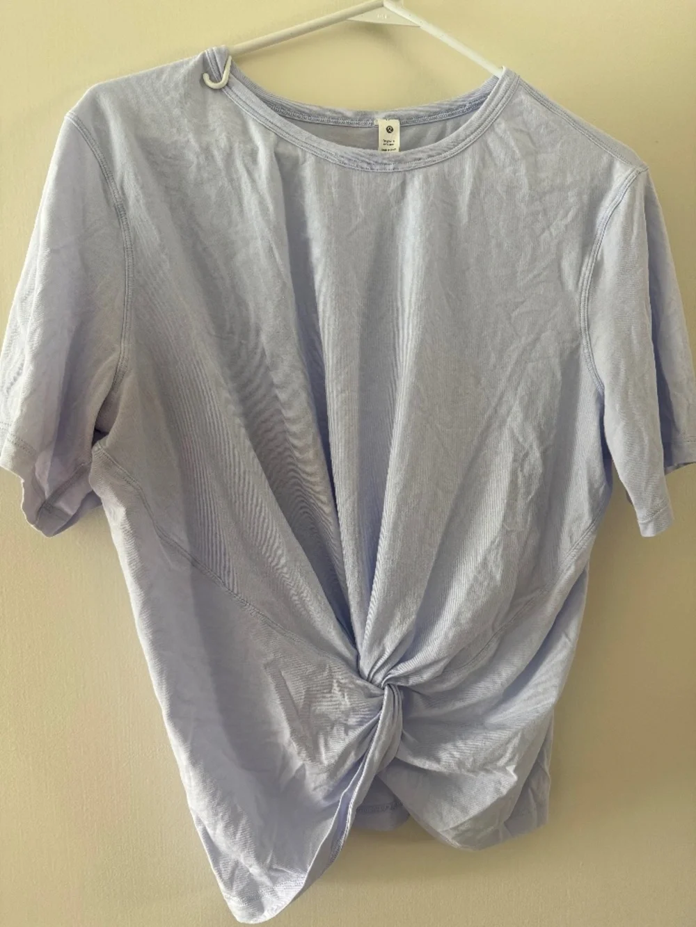Lululemon Women’s Light Blue Twist Front Pima Cotton Short Sleeve Top Size 10